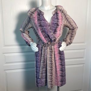 PRESLEY SKYE‎ PURPLE PINK SILK WRAP DRESS